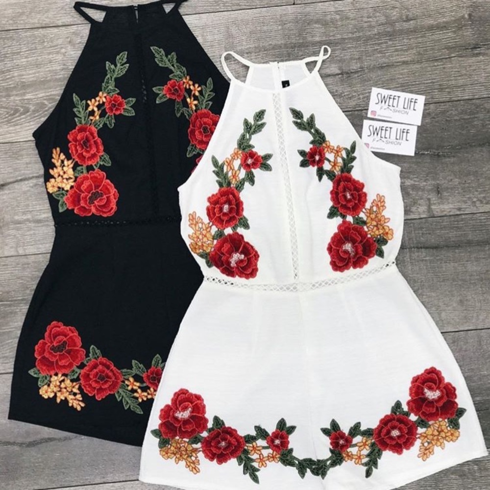 Black Floral romper